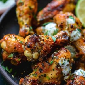 Seared lemon garlic chicken drumettes